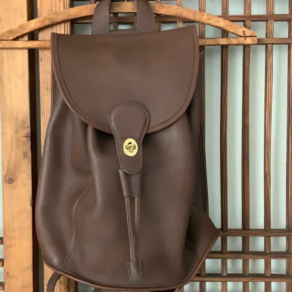 New vintage Coach Backpack, Brown Leather Turnlock Drawstring 9960